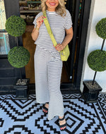 Women's Casual Striped Two Piece Set