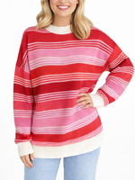 Women'S Colorful Striped Crew Neck Sweater