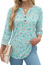 Women's Spring V Neck 3/4 Sleeve Blouse