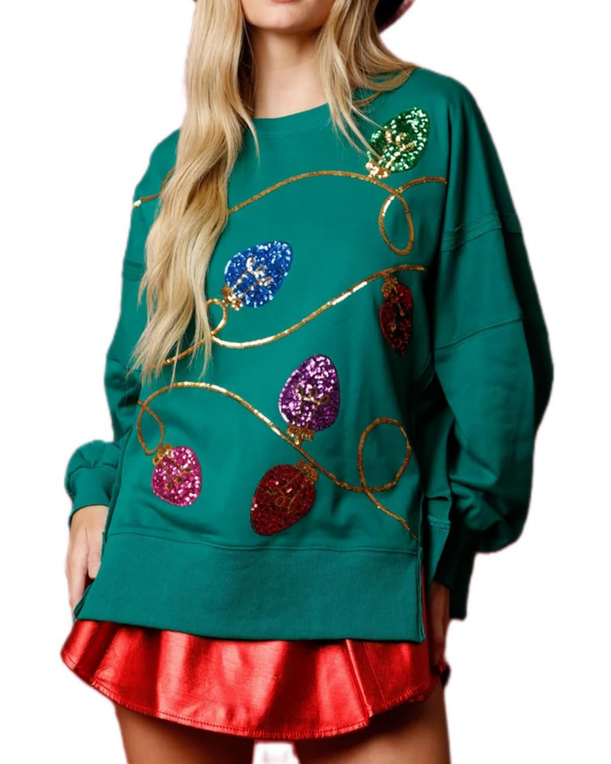 Women's Christmas Light Sequin Sweatshirt