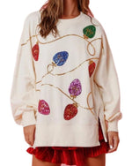Women's Christmas Light Sequin Sweatshirt