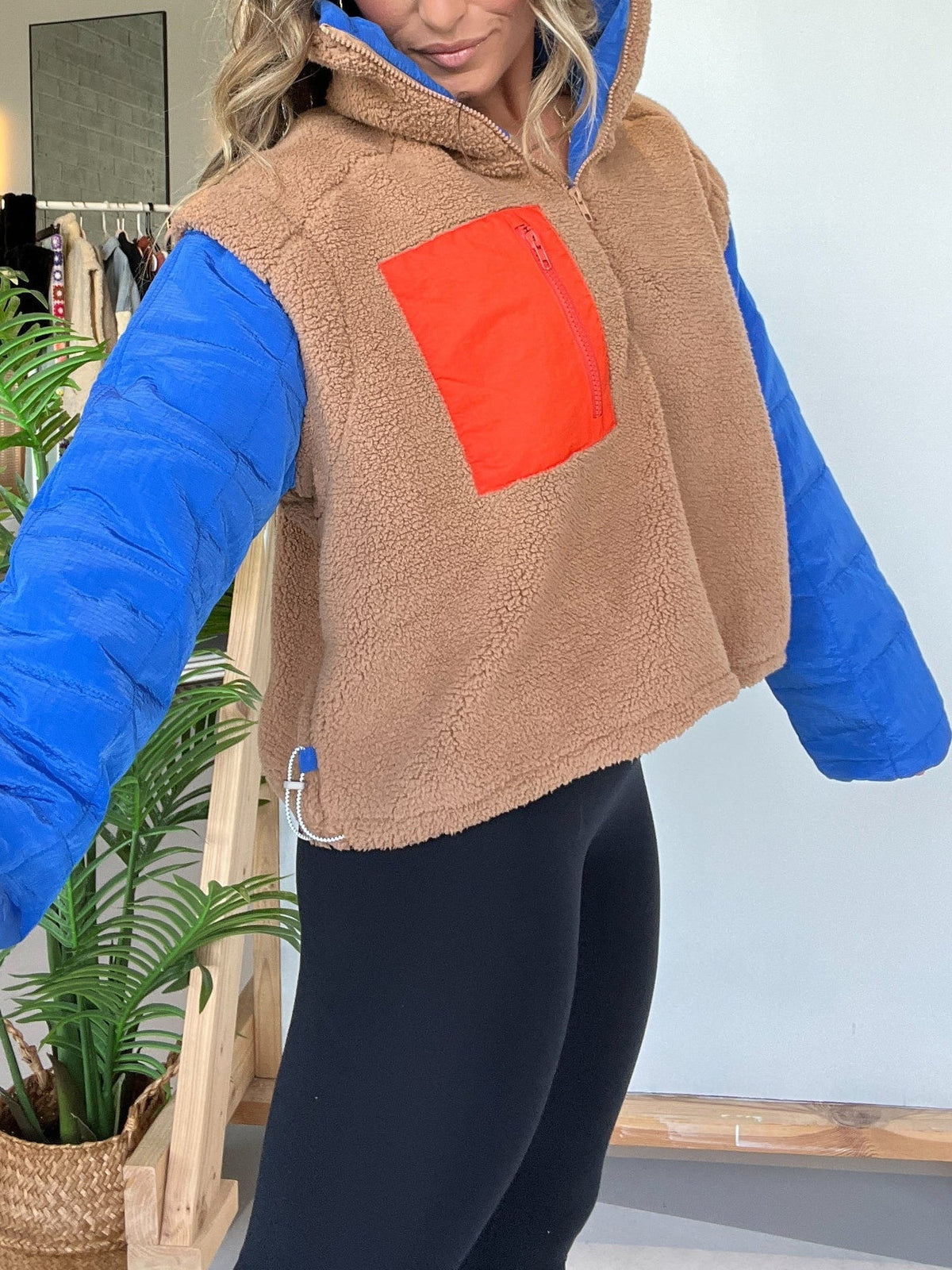 Women's Fleece Color Block Pullover Jacket