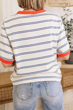 Women's Color Block Short Sleeve Striped T Shirt