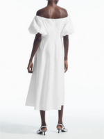 Fluttering Strapless Puffy Sleeve Dress