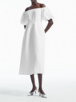Fluttering Strapless Puffy Sleeve Dress