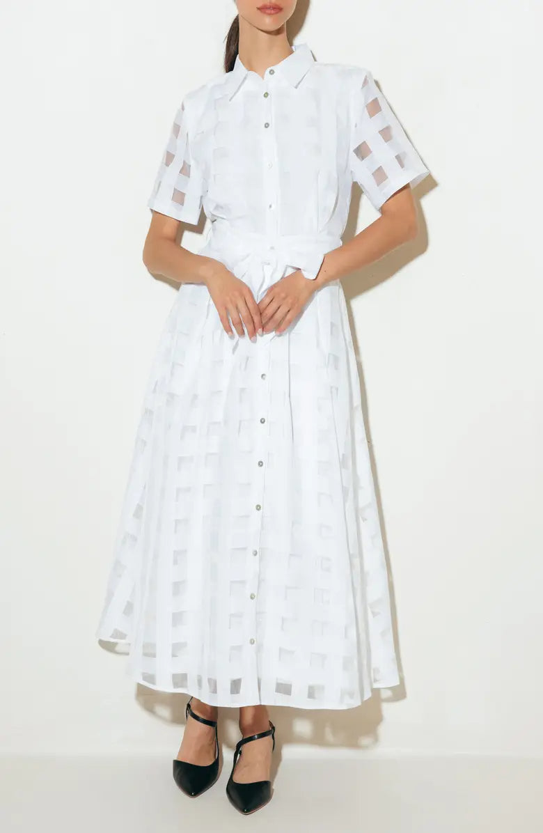 Women's Button Down Organza Maxi Shirt Dress