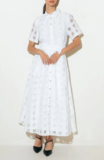Women's Button Down Organza Maxi Shirt Dress