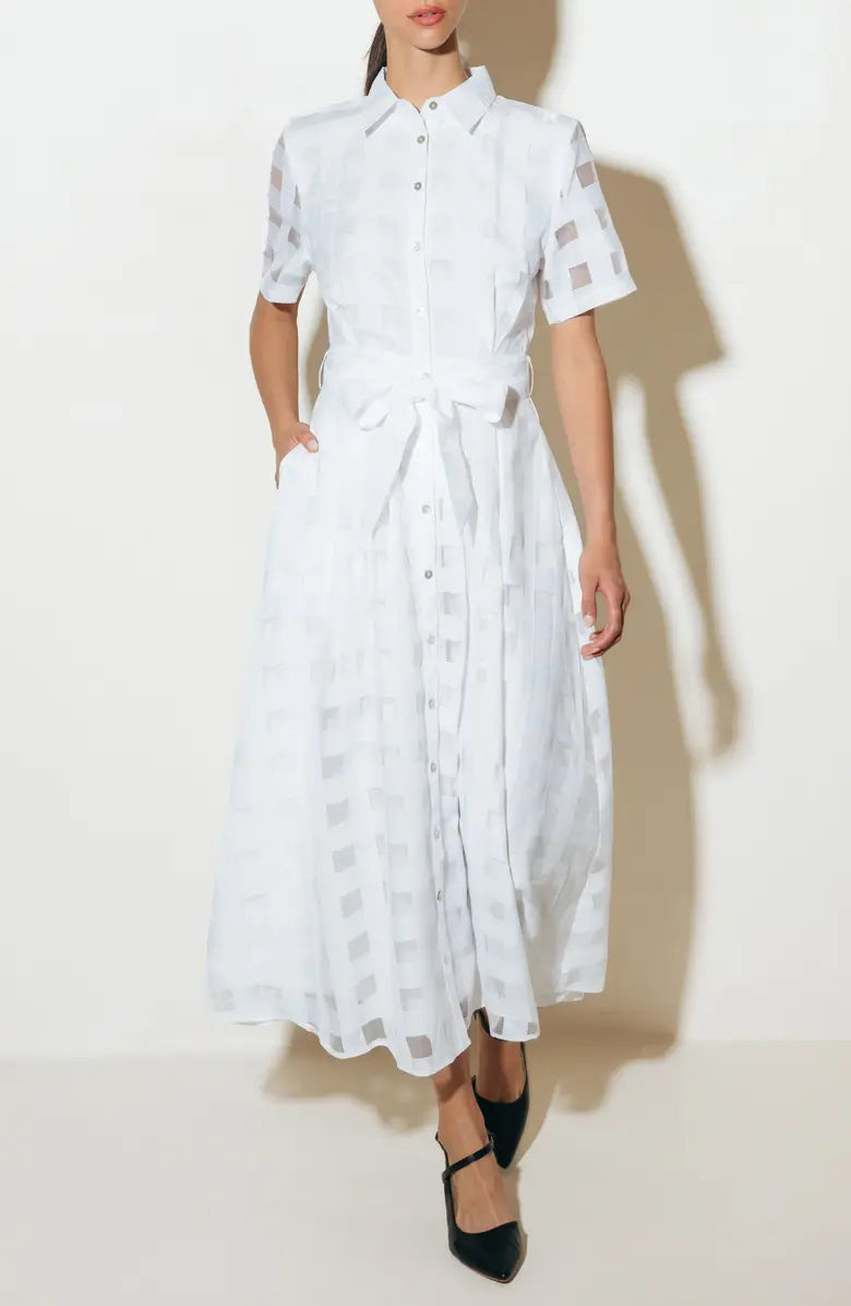 Women's Button Down Organza Maxi Shirt Dress