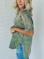 Women's French Terry Acid Wash Top