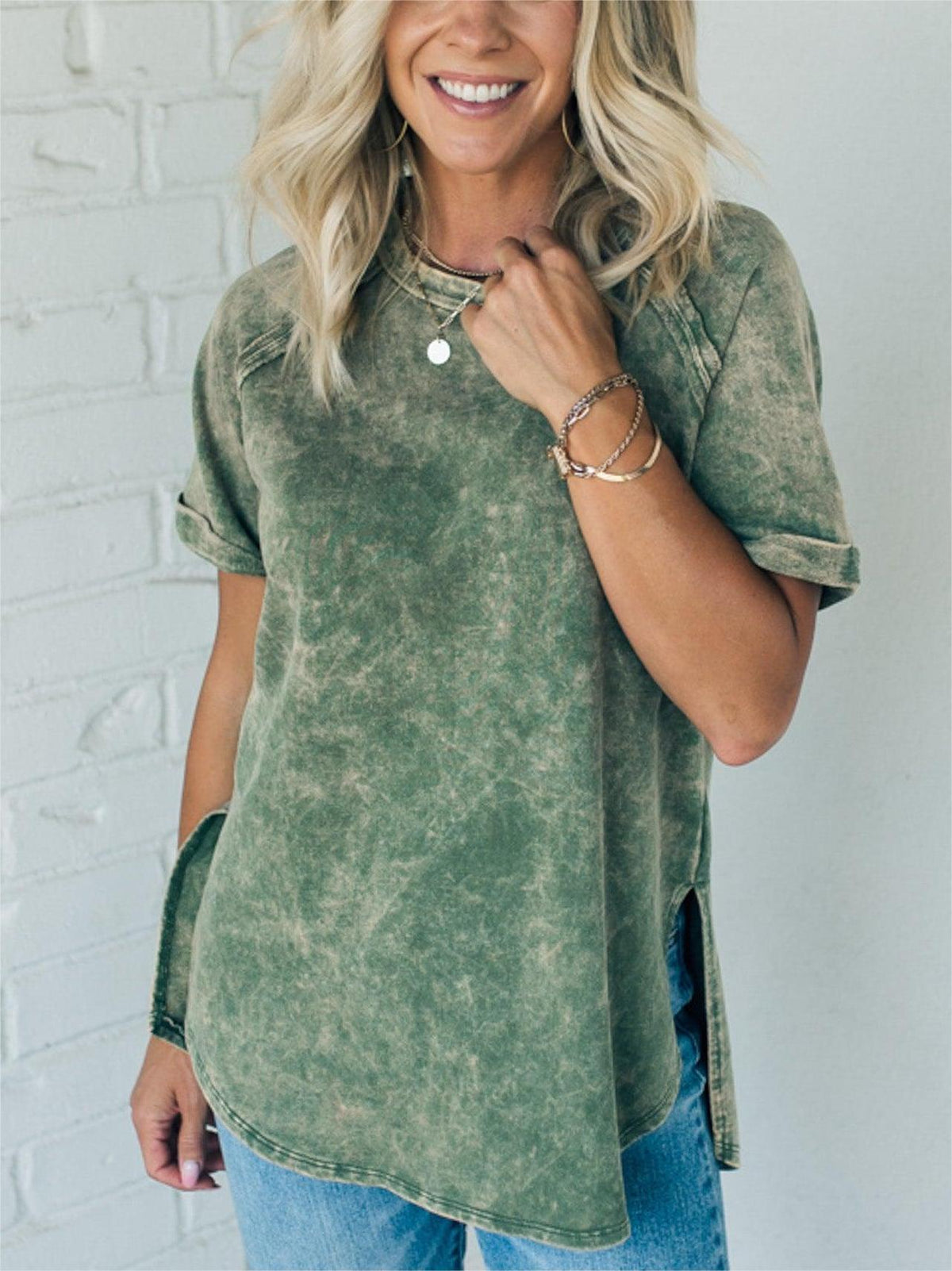 Women's French Terry Acid Wash Top