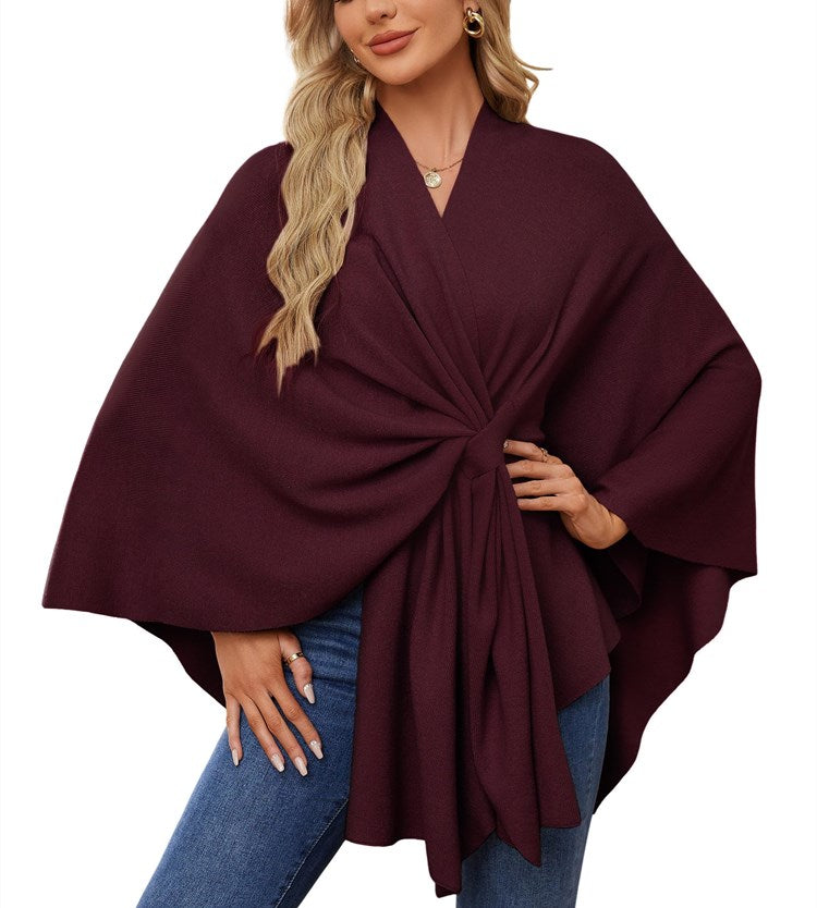 Women's Shawl Wraps Soft Open Front Poncho Sweater