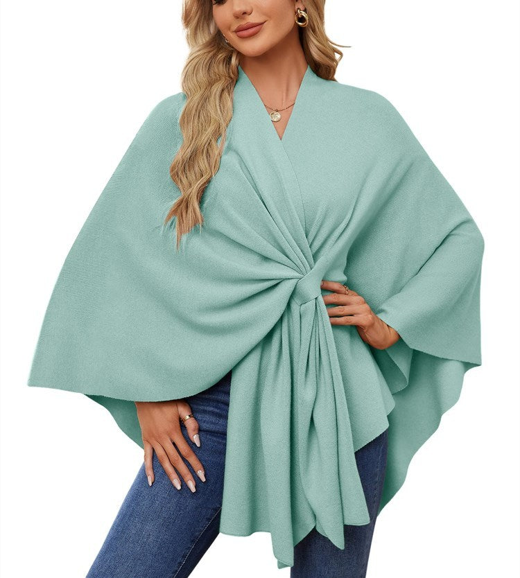 Women's Shawl Wraps Soft Open Front Poncho Sweater