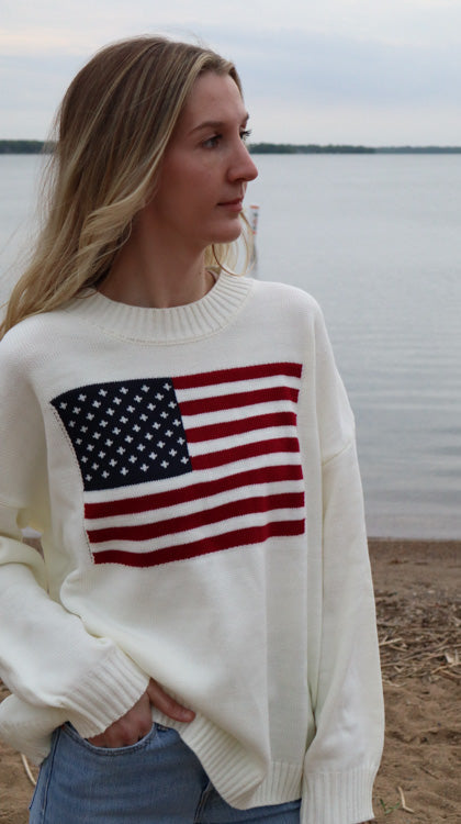 Women's Patriotic Flag Knit Sweater