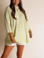 Women's Oversized High Neck Urban Ribbed Striped Top