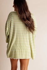 Women's Oversized High Neck Urban Ribbed Striped Top