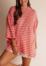 Women's Oversized High Neck Urban Ribbed Striped Top