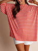 Women's Oversized High Neck Urban Ribbed Striped Top