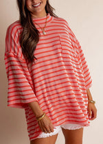 Women's Oversized High Neck Urban Ribbed Striped Top