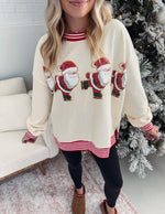 Women's Skating Santa Sequin Pullover
