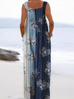 Plus Size All Over Print Floral Button Design Overall, Bohemian Casual Sleeveless Wide Leg Jumpsuit for Beach Vacation, Womenswear for Summer