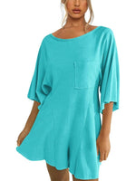 Women¡®s Casual Short Sleeve Romper With Pockets