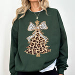 Leopard Print Christmas Tree Crewneck Sweatshirt