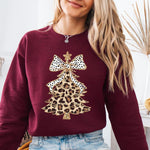 Leopard Print Christmas Tree Crewneck Sweatshirt
