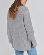 Women's Waffle Side Slit Knit Sweater