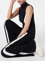 Mock Neck Striped Track Jumpsuit