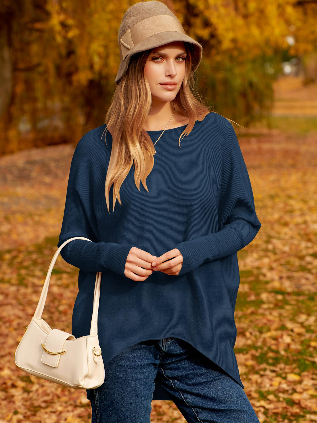 Hot Sale Oversized Dolman Sleeve Knitted Pullover