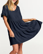Casual Ruffle A-Line Flowy Mini Beach Dress
