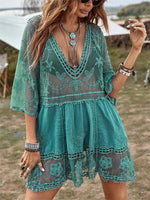 Women's Lace Bathing Suit Cover Up V-Neck Coverups