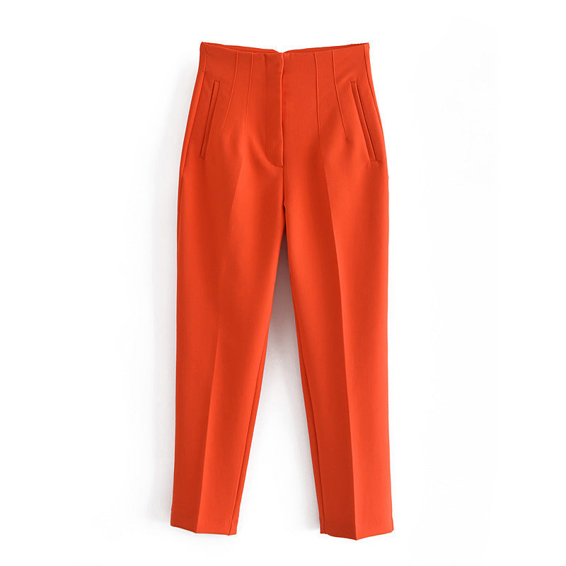 Multi-line Temperament High Waist Trousers