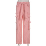 High-waisted multi-pocket straight overalls