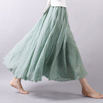 SOLID COLOR NATIONAL STYLE COTTON LINEN SKIRT