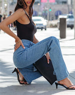 Lace-up Wide-leg Bootcut Denim Trousers
