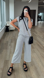 Women's Casual Striped Two Piece Set