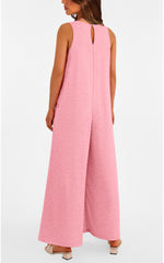 Women's Casual Wide Strap Sleeveless Tank Top V Neck Wide Leg Jumpsuit