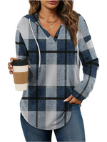 Women's Long Sleeve Plaid Oversized Hoodie