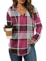 Women's Long Sleeve Plaid Oversized Hoodie