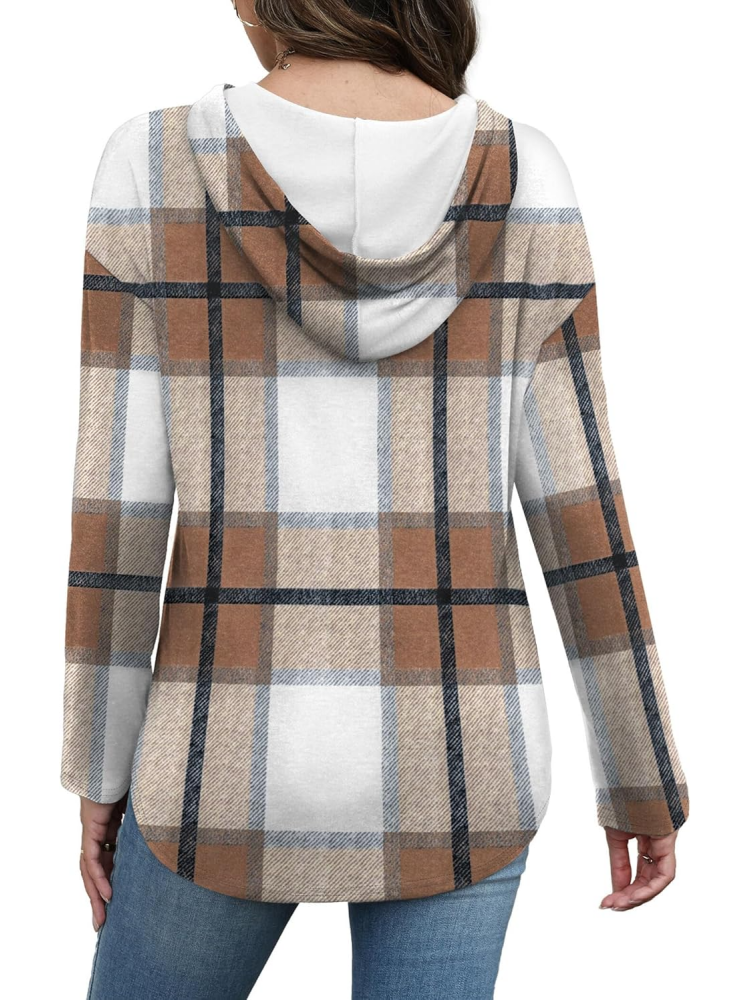 Women's Long Sleeve Plaid Oversized Hoodie