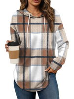 Women's Long Sleeve Plaid Oversized Hoodie