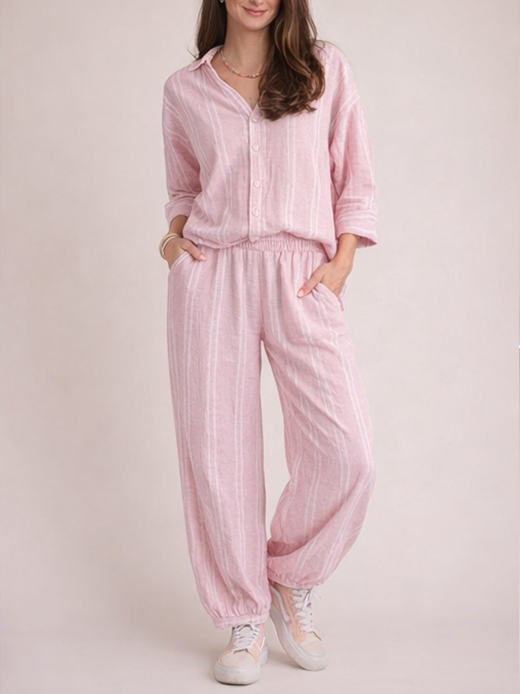Women?¡¥s Oversized Stripe Two Piece Set