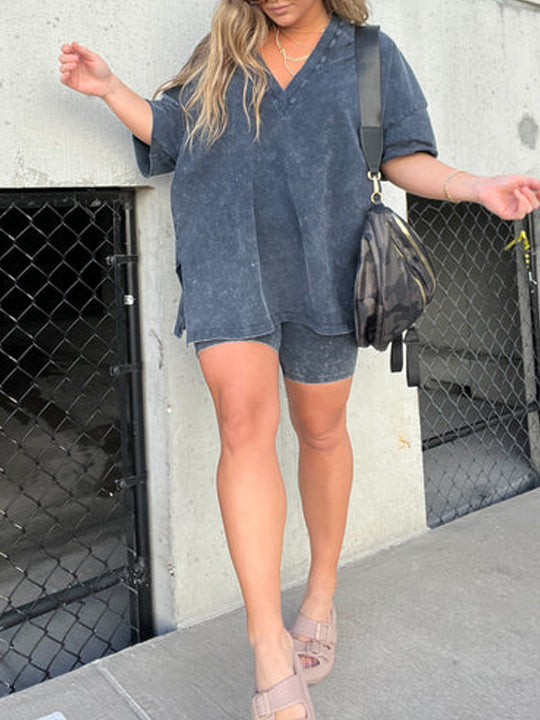 New Women's Summer Washed Set