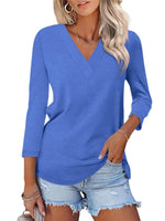 Hot Sale - Women's 3/4 Length Sleeves V Neck Basic Tops