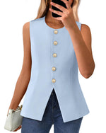 Women's Sleeveless Button-Down Blazer Vest