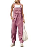 Women's Sleeveless Loose Adjustable Straps Jumpsuits with Pockets