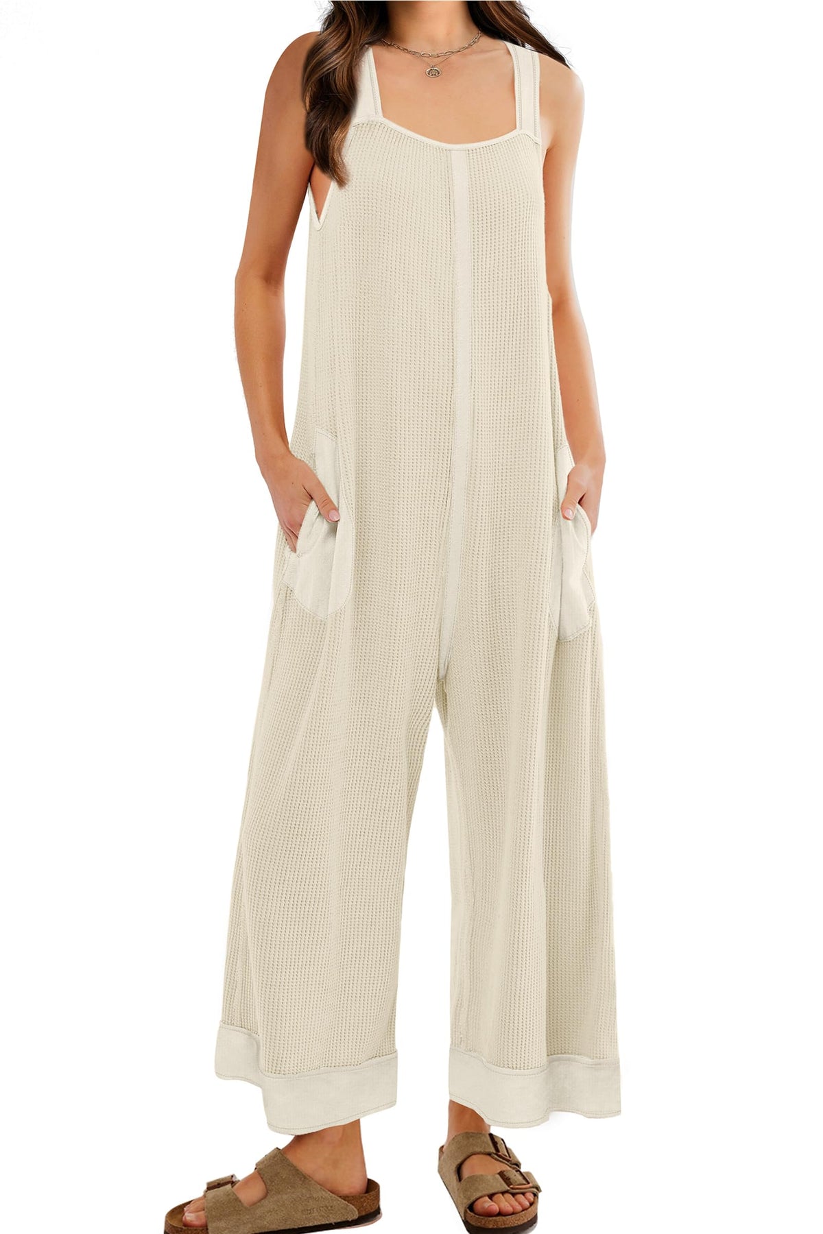Women's Waffle Knit Wide Leg Jumpsuits