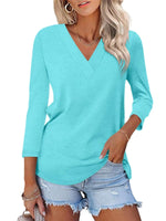 Hot Sale - Women's 3/4 Length Sleeves V Neck Basic Tops