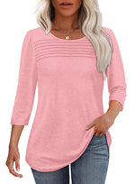 Hot Sale - 3/4 Length Sleeve Top Pleated Front T-Shirt